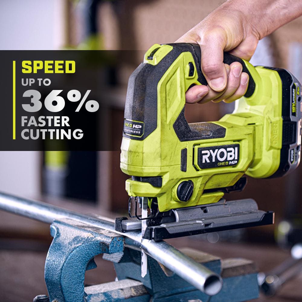 RYOBI ONE+ HP 18V 6.0 Ah Lithium-Ion HIGH PERFORMANCE Battery and Charger Kit with ONE+ HP 18V Brushless Jig Saw