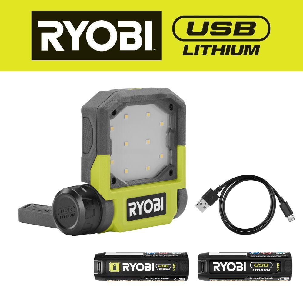 RYOBI USB Lithium Flip Light Kit with 2.0Ah USB Lithium Battery
