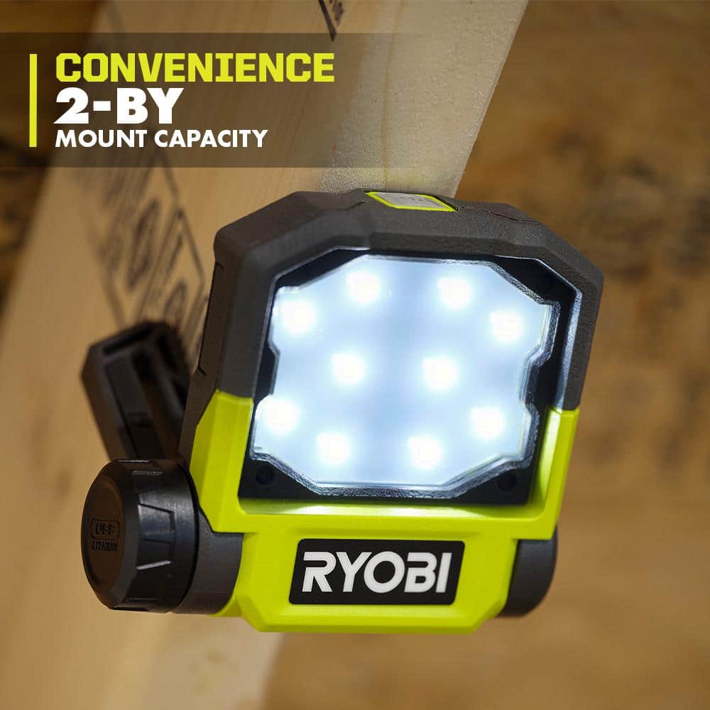 RYOBI 500 Lumens LED USB Lithium Pivoting Flip Light Kit 3-Mode with Battery and Charging Cable (2-Pack)
