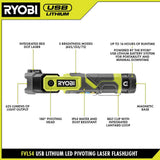 RYOBI USB Lithium Pivoting 625 Lumens Head Light Kit with 2.0 Ah Battery, Charging Cable, and USB Lithium 2.0 Ah Battery