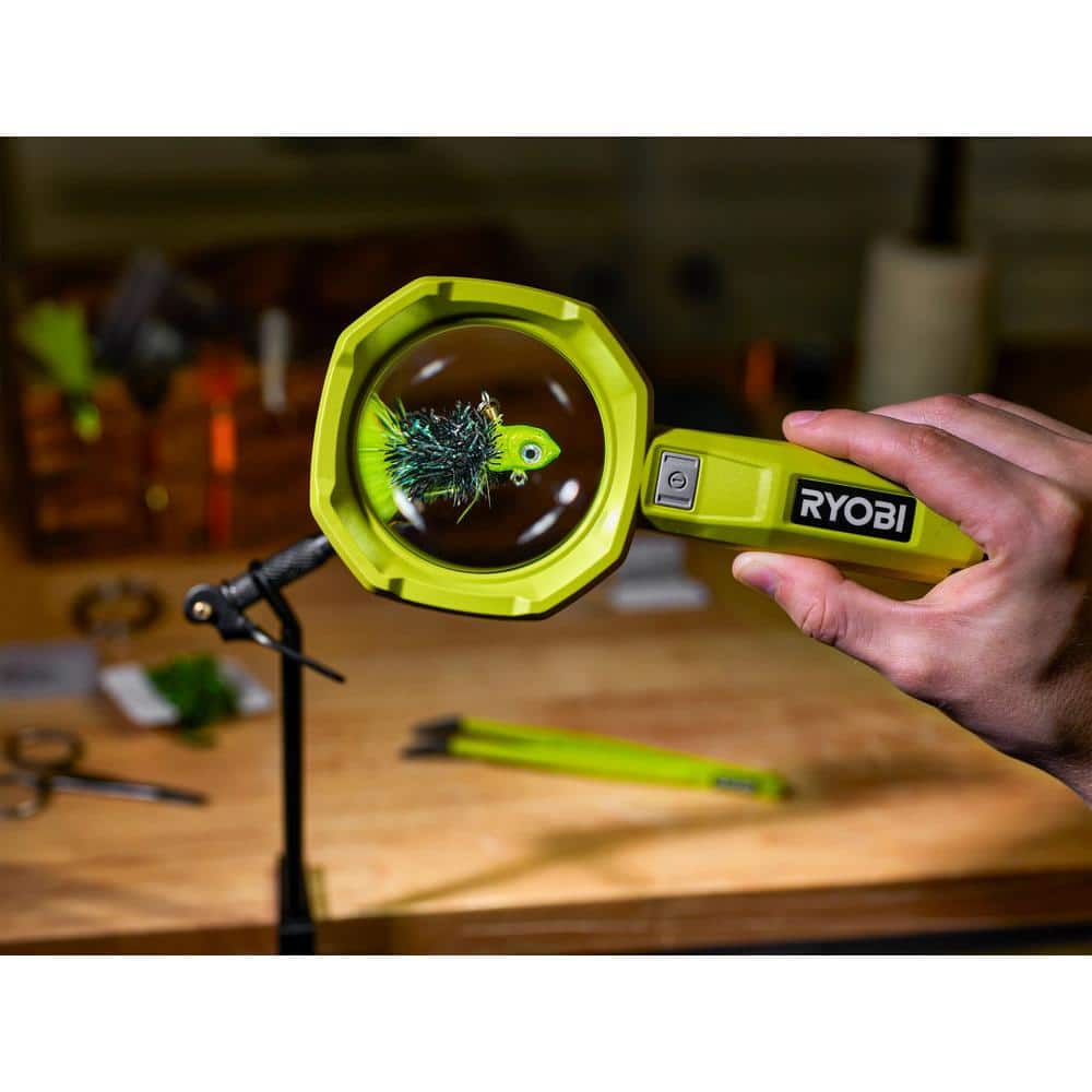 RYOBI USB Lithium 200 Lumens Magnifying Light Kit w/ 2.0 Ah Battery, Charging Cable, & USB Lithium 3.0 Ah Batteries (2-Pack)