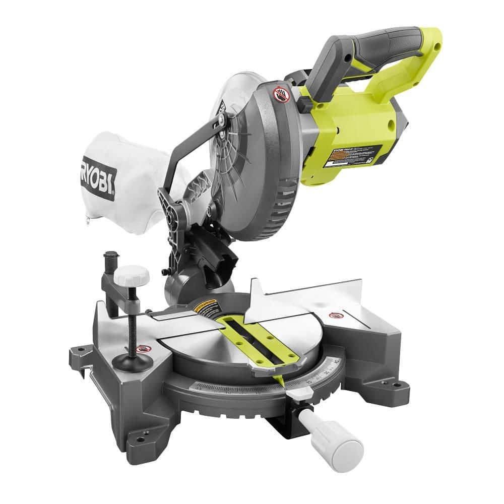 RYOBI ONE+ 18V Cordless 7-1/4 in. Compound Miter Saw (Tool Only) with Blade and Blade Wrench
