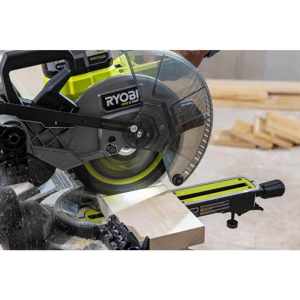 RYOBI ONE+ HP 18V Brushless Cordless 10 in. Sliding Compound Miter Saw (Tool Only) with Foldable Miter Saw QUICKSTAND