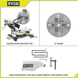 RYOBI 15 Amp Corded 12 in. Sliding Compound Miter Saw and ONE+ 18V 16-Gauge Cordless AirStrike Finish Nailer (Tool Only)