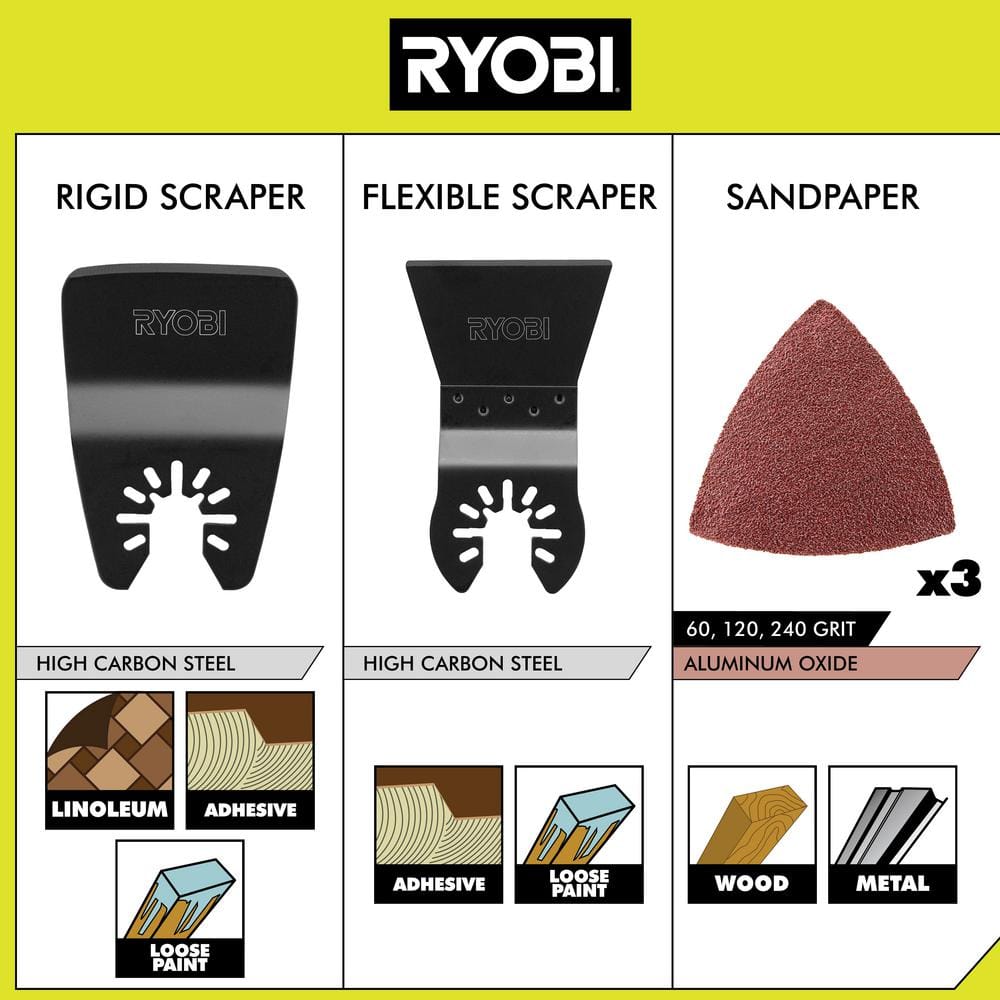 RYOBI 4-Piece Wood Oscillating Multi-Tool Blade Set with 16-Piece Oscillating Multi-Tool Blade Accessory Set