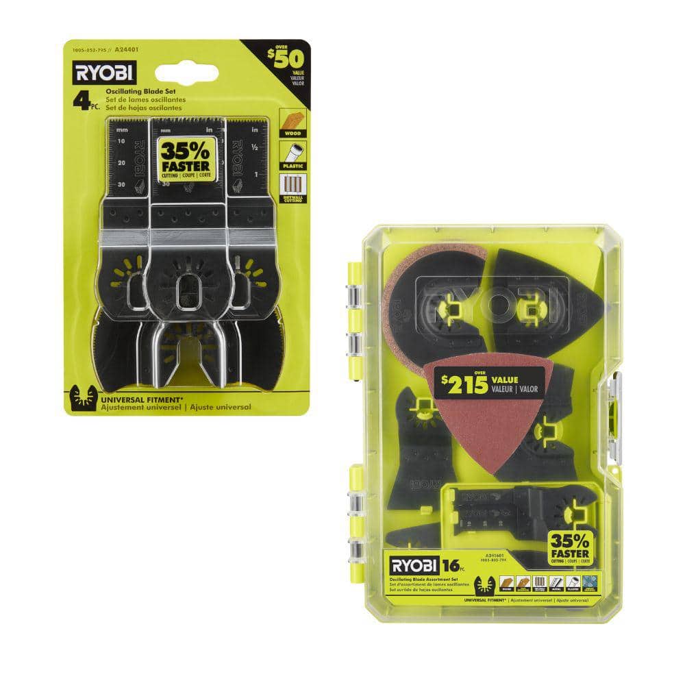 RYOBI 4-Piece Wood Oscillating Multi-Tool Blade Set with 16-Piece Oscillating Multi-Tool Blade Accessory Set
