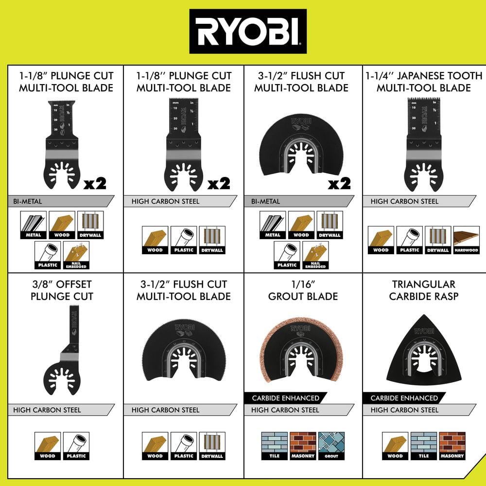 RYOBI 4-Piece Wood Oscillating Multi-Tool Blade Set with 16-Piece Oscillating Multi-Tool Blade Accessory Set