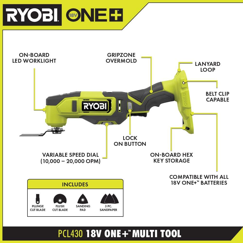 RYOBI ONE+ 18V Cordless Oscillating Multi-Tool (Tool Only)