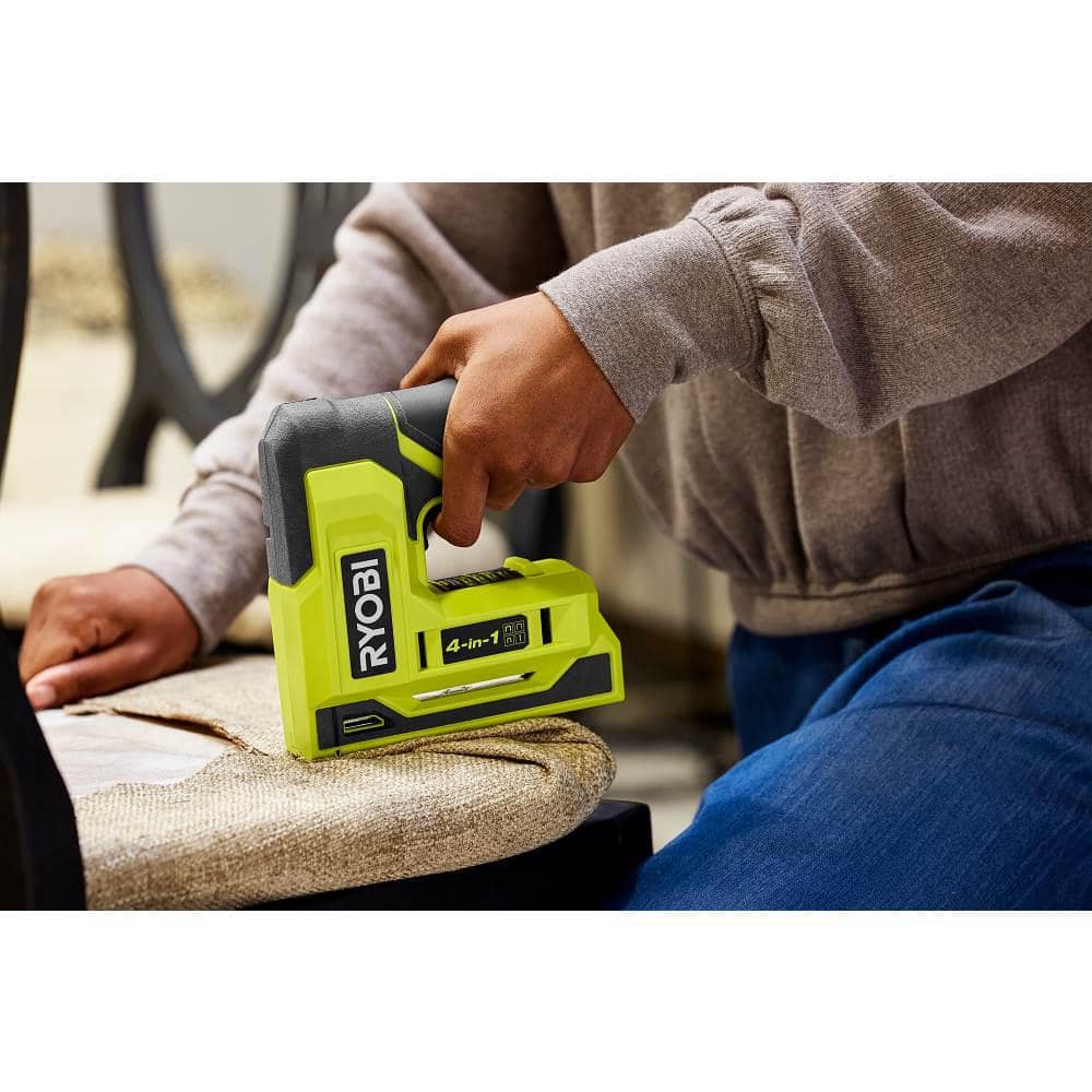 RYOBI USB LITHIUM 4-in-1 Stapler/Nailer Kit with 3.0 Ah Battery and Charging Cable