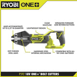 RYOBI ONE+ 18V Cordless Bolt Cutters with 6.0 Ah HIGH PERFORMANCE Battery (2-Pack)