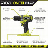 RYOBI 18-Volt ONE+ HP Brushless 1/2 in. Drill/Driver Kit with (2) 2.0 Ah Batteries, Charger, and Bag