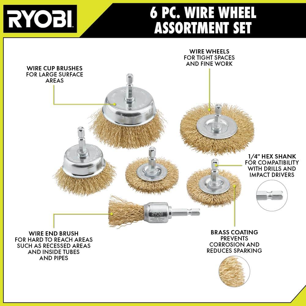 RYOBI Wire Wheel Assortment Set (6-Piece)