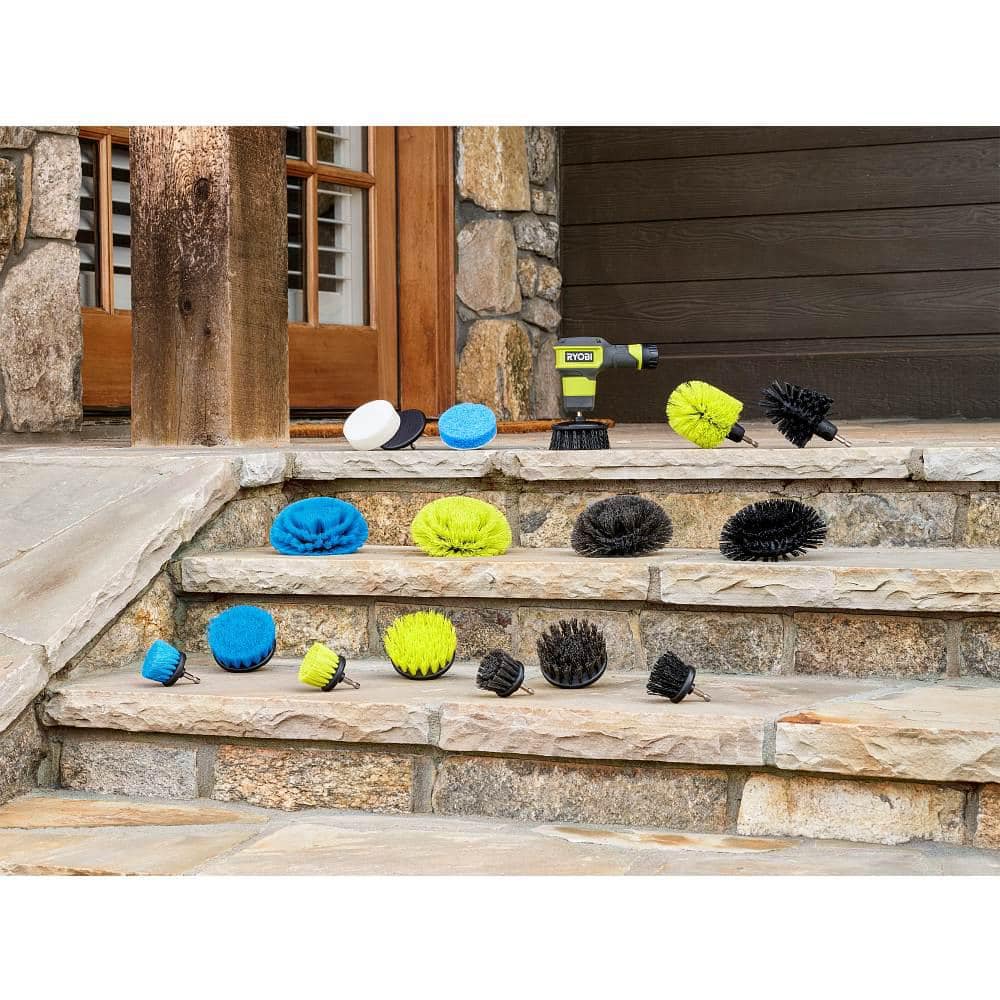 RYOBI Multipurpose Cleaning Kit (4-Piece) with (1) Soft Brush, (1) Medium Brush, (1) Hard Brush, and (1) Medium 360° Brush