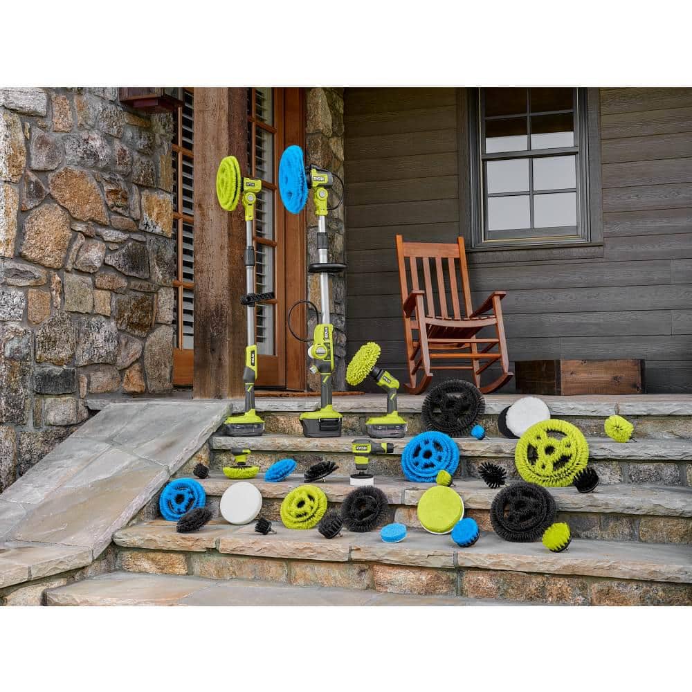 RYOBI Multipurpose Cleaning Kit (4-Piece) with (1) Soft Brush, (1) Medium Brush, (1) Hard Brush, and (1) Medium 360° Brush