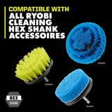RYOBI USB Lithium Compact Scrubber Kit with 2.0 Ah Battery, USB Charging Cord, and (3) Medium Bristle Brushes