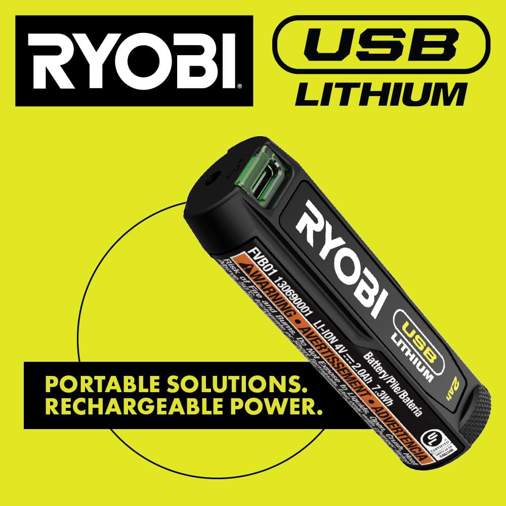 RYOBI USB Lithium 3-Port Charger with USB Lithium 3.0 Ah Lithium-Ion Rechargeable Battery