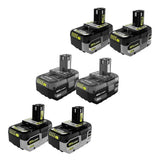 RYOBI ONE+ 18V HIGH PERFORMANCE Lithium-Ion (2) 4.0 Ah and (2) 6.0 Ah Batteries with (2) 4.0 Ah Lithium-Ion Batteries