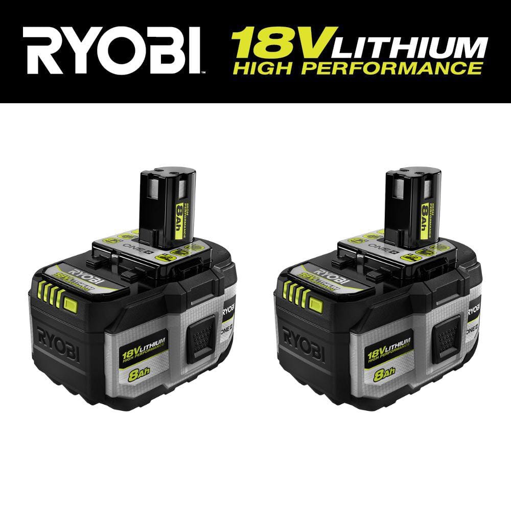 RYOBI ONE+ 18V 8.0 Ah Lithium-Ion HIGH PERFORMANCE Battery (2-Pack)