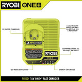 RYOBI ONE+ 18V Fast Charger with 6.0 Ah HIGH PERFORMANCE Battery (2-Pack)