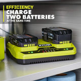 RYOBI ONE+ 18V Dual-Port Simultaneous Charger with ONE+ 18V 4.0 Ah Lithium-Ion Battery (2-Pack)