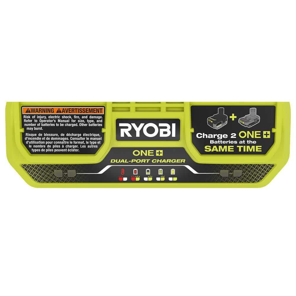 RYOBI ONE+ 18V Dual-Port Simultaneous Charger with ONE+ 18V 4.0 Ah Lithium-Ion Battery (2-Pack)