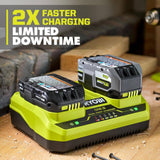 RYOBI ONE+ 18V Dual-Port Simultaneous Charger with ONE+ 18V 4.0 Ah Lithium-Ion Battery (2-Pack)