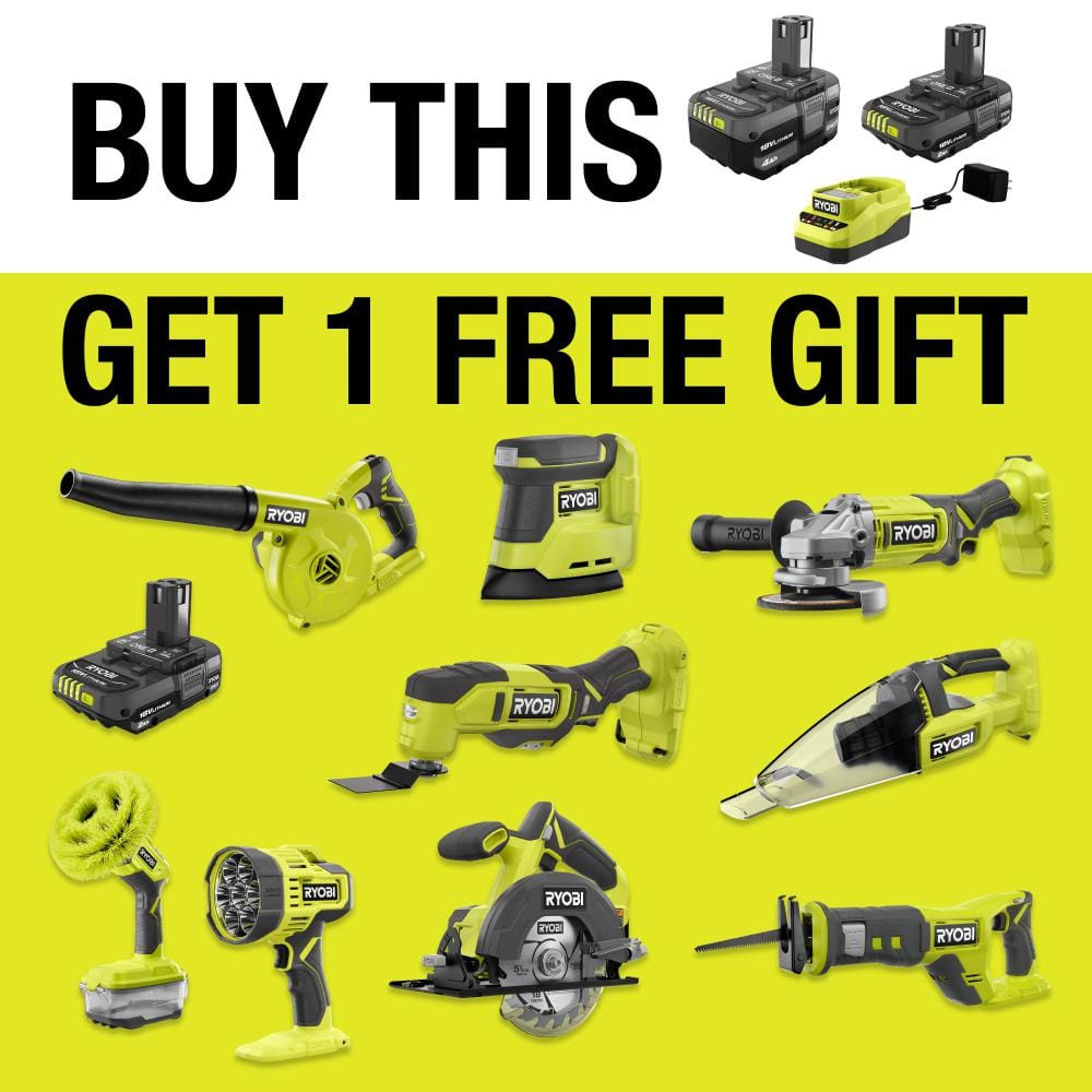 RYOBI ONE+ 18V Lithium-Ion Starter Kit with 2.0 Ah Battery, 4.0 Ah Battery, and Charger