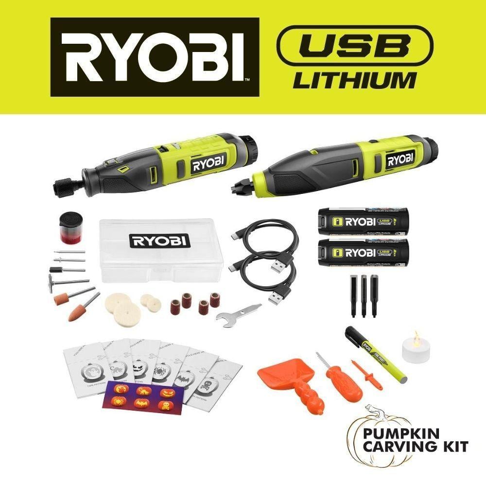 RYOBI USB LITHIUM 2-Tool Combo Kit with Pumpkin Carving Tools