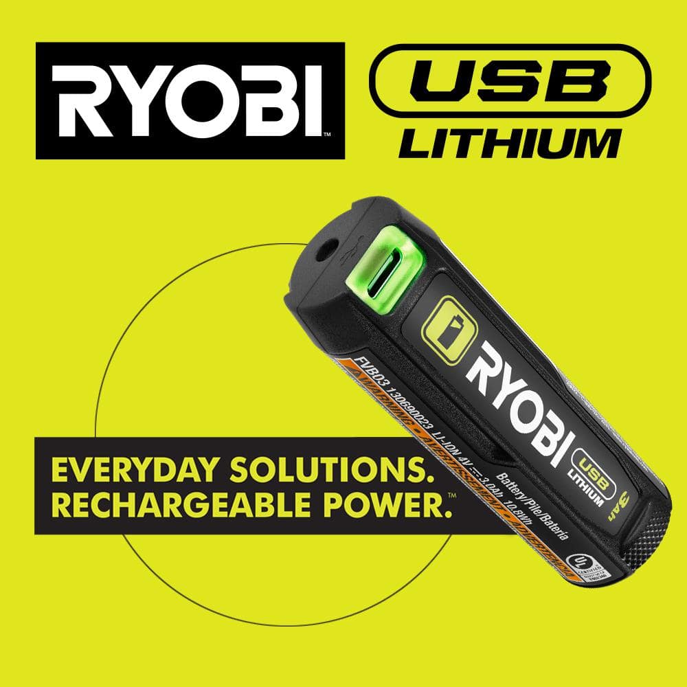 RYOBI USB Lithium 4Tool Combo Kit w/Screwdriver, Glue Pen, Rotary Tool, Power Cutter, Batteries, Charger &(2) 3.0 Ah Batteries