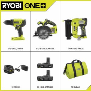 18-Volt ONE+ Lithium-Ion Cordless 2-Tool Combo Kit with Drill/Driver, Circular Saw, AirStrike 18-Gauge Brad Nailer