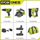 18-Volt ONE+ Lithium-Ion Cordless 2-Tool Combo Kit with Drill/Driver, Circular Saw, AirStrike 18-Gauge Brad Nailer