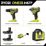 RYOBI ONE+ HP 18V Brushless Cordless 2-Tool Combo Kit w/(2) 2.0 Ah Batteries, Charger, Bag, and FREE 5-1/2 in. Circular Saw