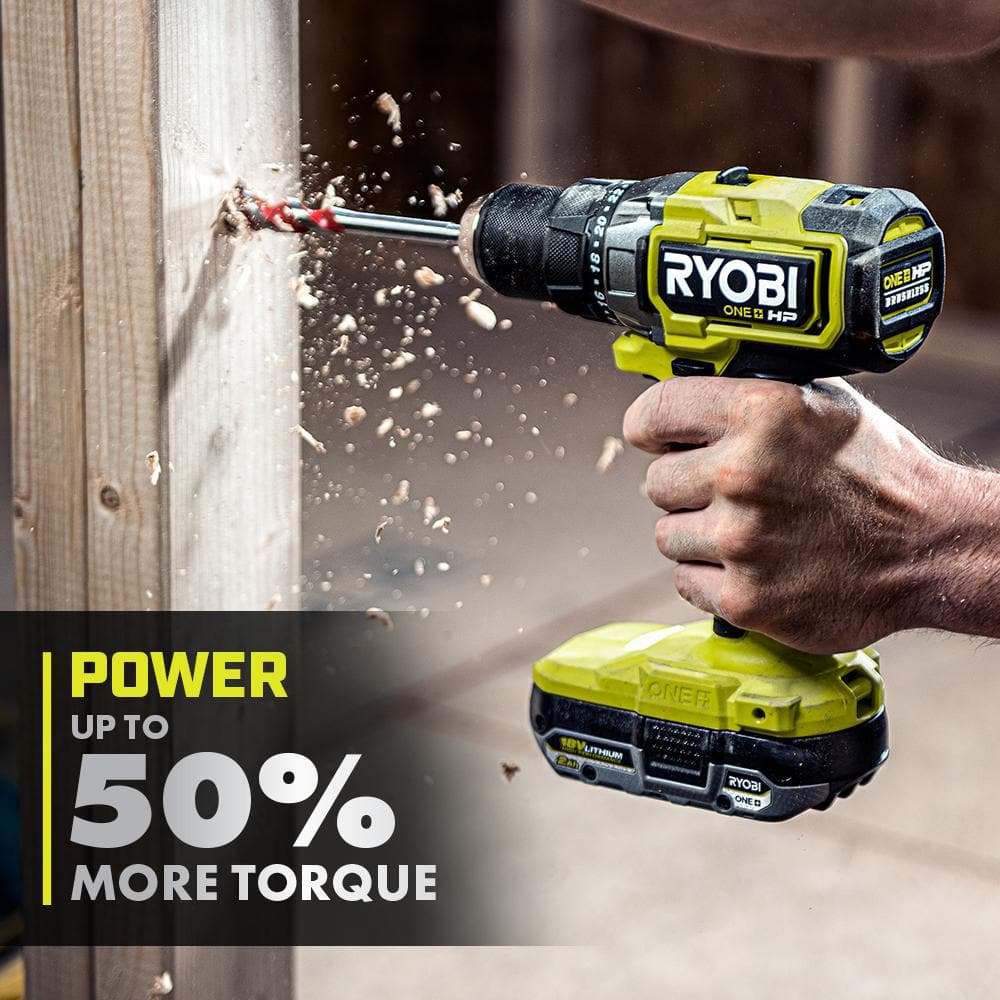 RYOBI ONE+ HP 18V Brushless Cordless 2-Tool Combo Kit w/(2) 2.0 Ah Batteries, Charger, Bag, & FREE Cordless Reciprocating Saw