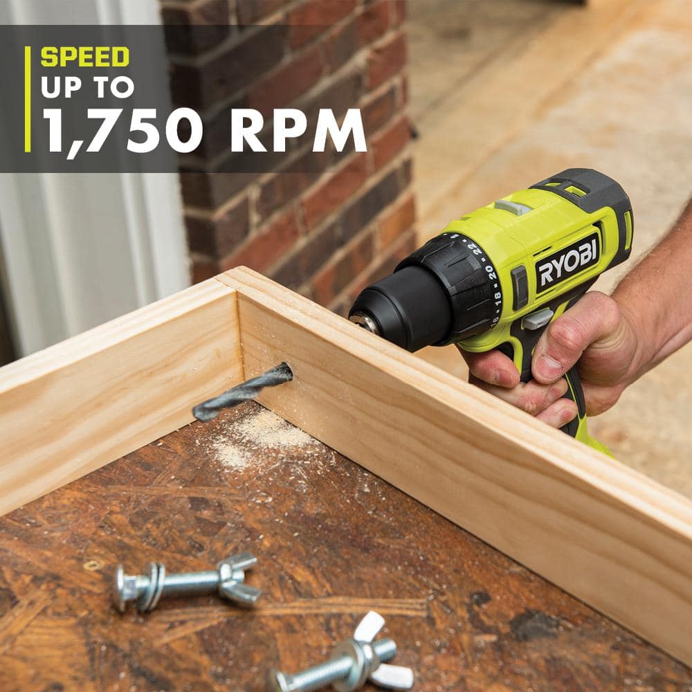 RYOBI ONE+ 18V Cordless 2-Tool Combo Kit w/ Drill/Driver, Impact Driver, Batteries, Charger, LINK Organizer Shelf & Wall Rails