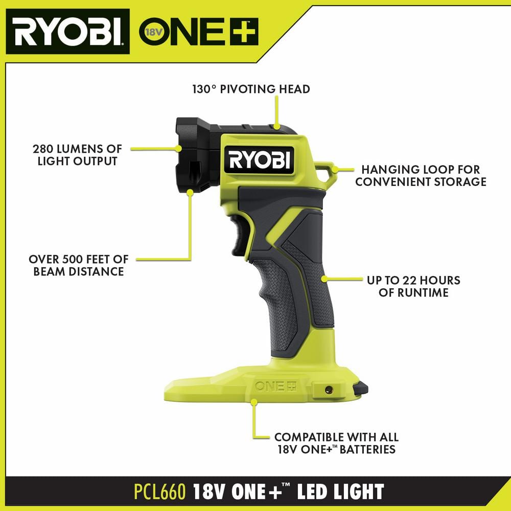RYOBI ONE+ 18V Cordless 4-Tool Combo Kit with 1.5 Ah Battery, 4.0 Ah Battery, and Charger