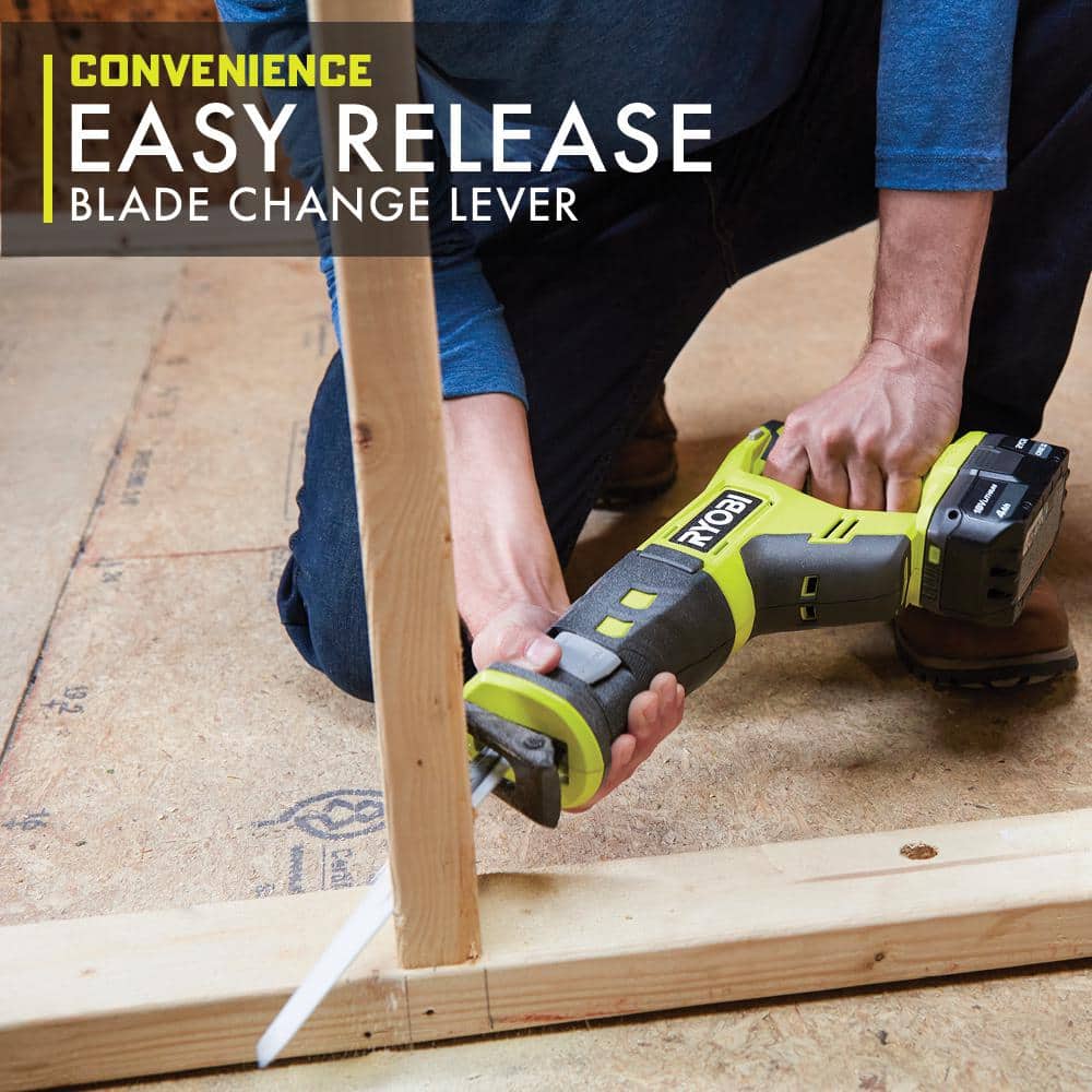 RYOBI ONE+ 18V Cordless 6-Tool Combo Kit with 1.5 Ah and 4.0 Ah Batteries, Charger, and Miter Saw