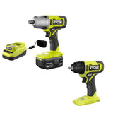 RYOBI ONE+ 18V Cordless 2-Tool Combo Kit with 1/2 in. Impact Wrench, 3/8 in. Impact Wrench, 4.0 Ah Battery, and Charger
