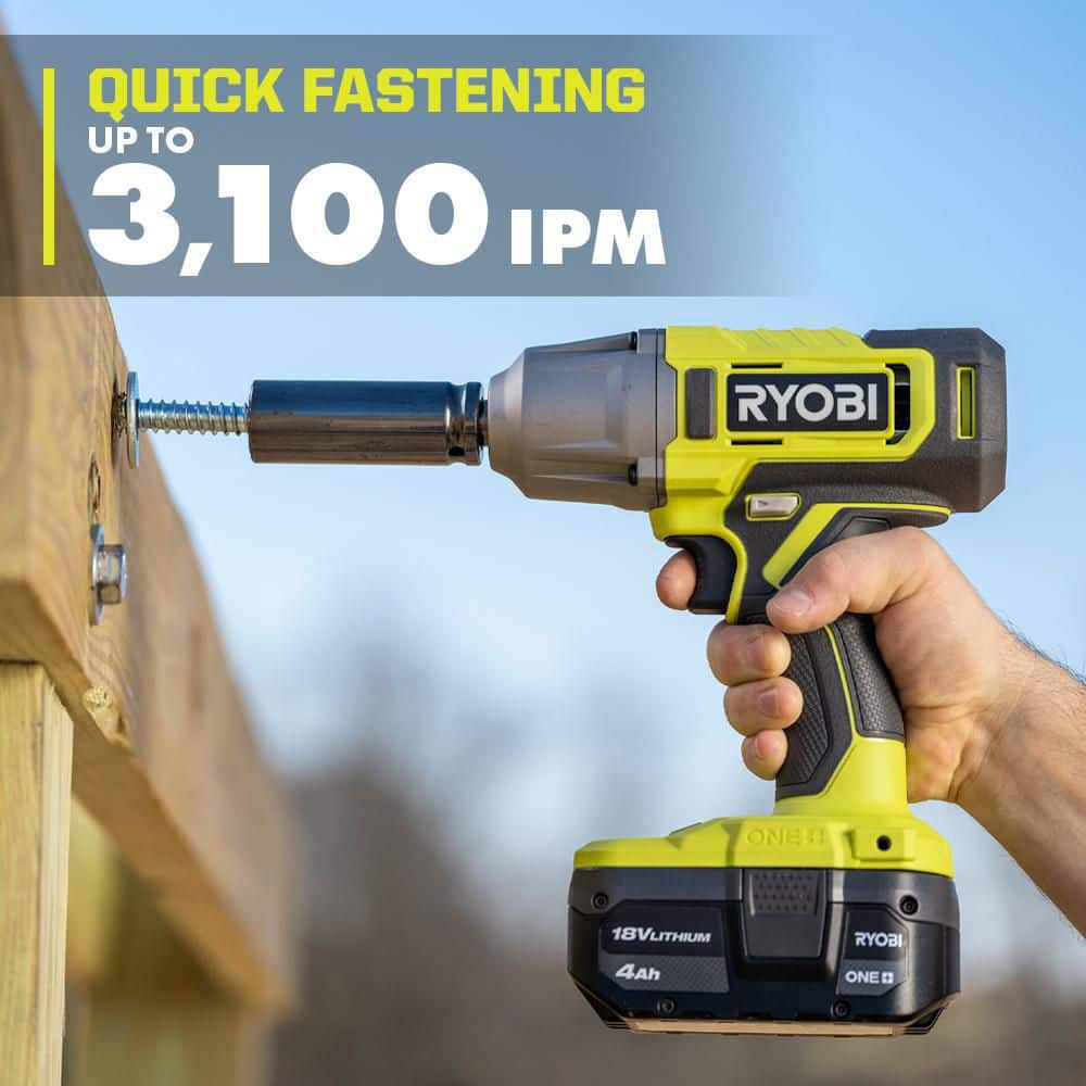 RYOBI ONE+ 18V Cordless 2-Tool Combo Kit with 1/2 in. Impact Wrench, 3/8 in. Impact Wrench, 4.0 Ah Battery, and Charger