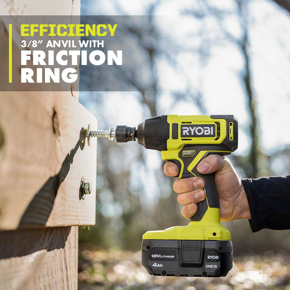 RYOBI ONE+ 18V Cordless 2-Tool Combo Kit with 1/2 in. Impact Wrench, 3/8 in. Impact Wrench, 4.0 Ah Battery, and Charger
