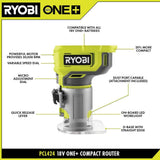 RYOBI ONE+ 18V Cordless 2-Tool Combo Kit with Compact Fixed Base Router and 5 in. Random Orbit Sander (Tools Only)