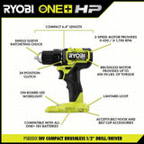 RYOBI ONE+ HP 18V Brushless Cordless Compact Drill & Impact Driver Kit w/(2) 1.5Ah Batteries, Charger, Bag, & 25-Piece Bit Set