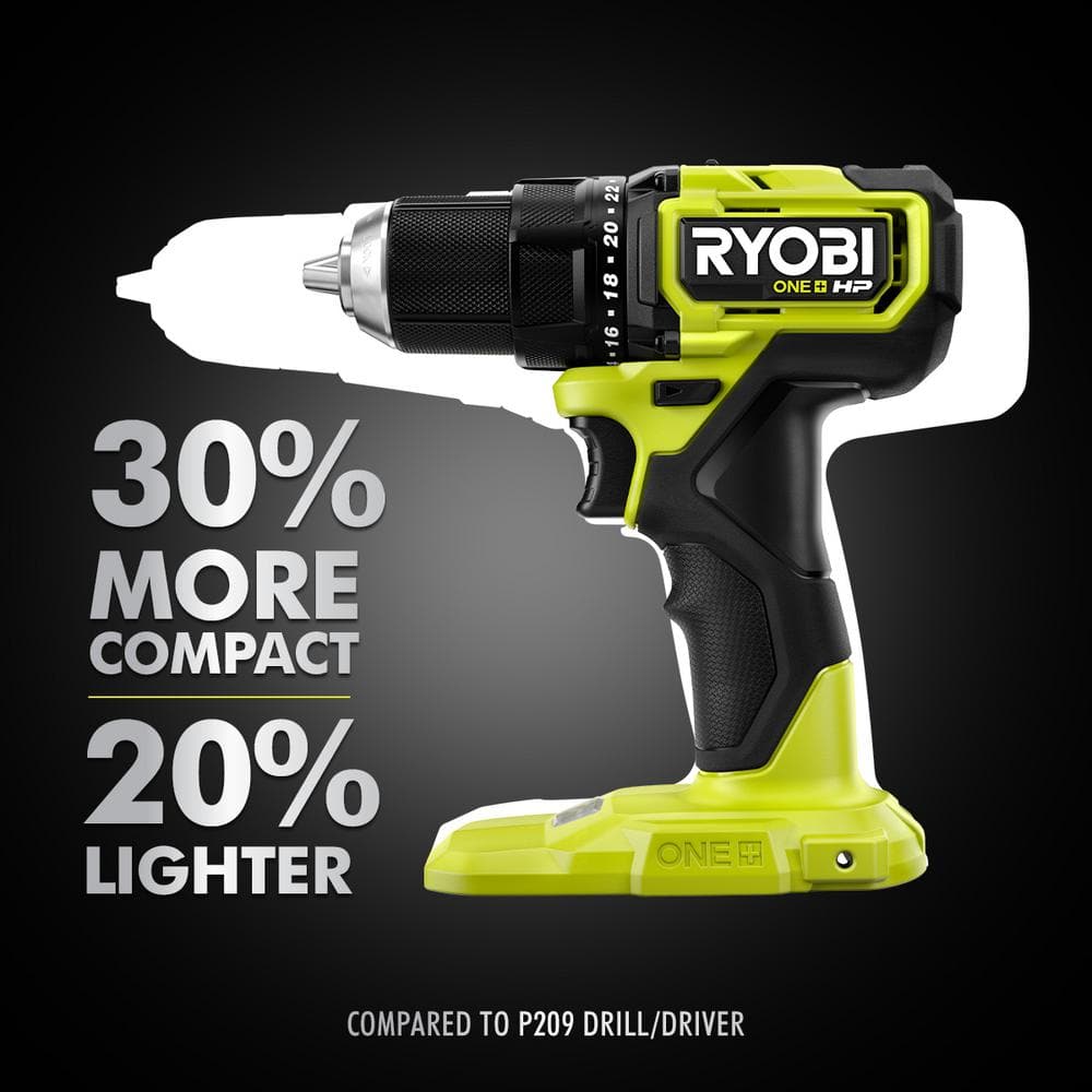 RYOBI ONE+ HP 18V Brushless Cordless Compact Drill & Impact Driver Kit w/(2) 1.5Ah Batteries, Charger, Bag, & 25-Piece Bit Set