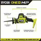 RYOBI ONE+ HP 18V Brushless Cordless Compact 2-Tool Combo Kit with Drill/Driver, One-Handed Recip Saw, 2 Ah Battery, & Charger