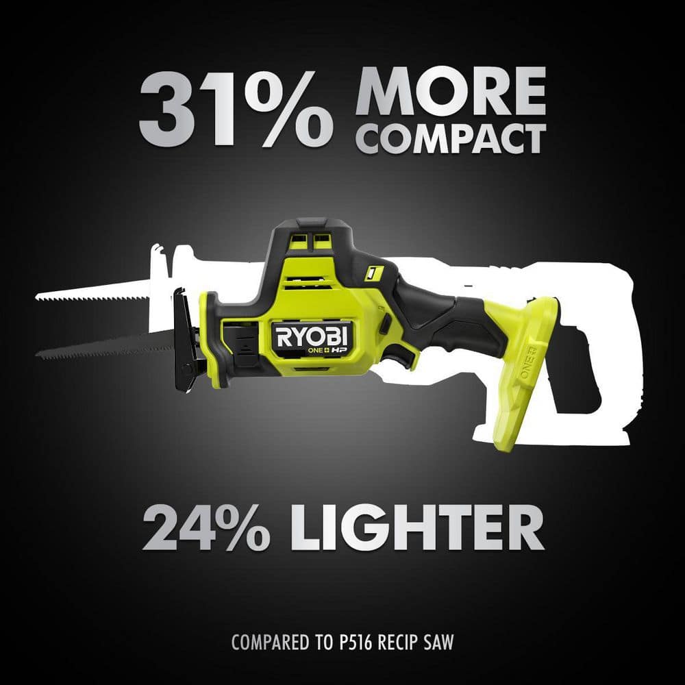 RYOBI ONE+ HP 18V Brushless Cordless Compact 2-Tool Combo Kit with Drill/Driver, One-Handed Recip Saw, 2 Ah Battery, & Charger