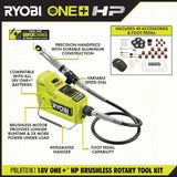 RYOBI ONE+ HP 18V Brushless Cordless Rotary Tool Kit w/ 2.0 Ah HIGH PERFORMANCE Battery, Charger, & 150-Piece All-Purpose Kit
