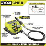RYOBI ONE+ 18V Cordless Rotary Tool Station (Tool Only) with Rotary Tool 16-Piece Carving and Engraving Kit