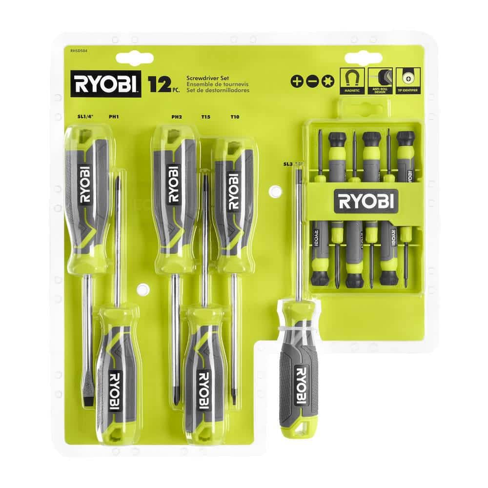 RYOBI Screwdriver Set (12-Piece) with Cushion Grip Handles