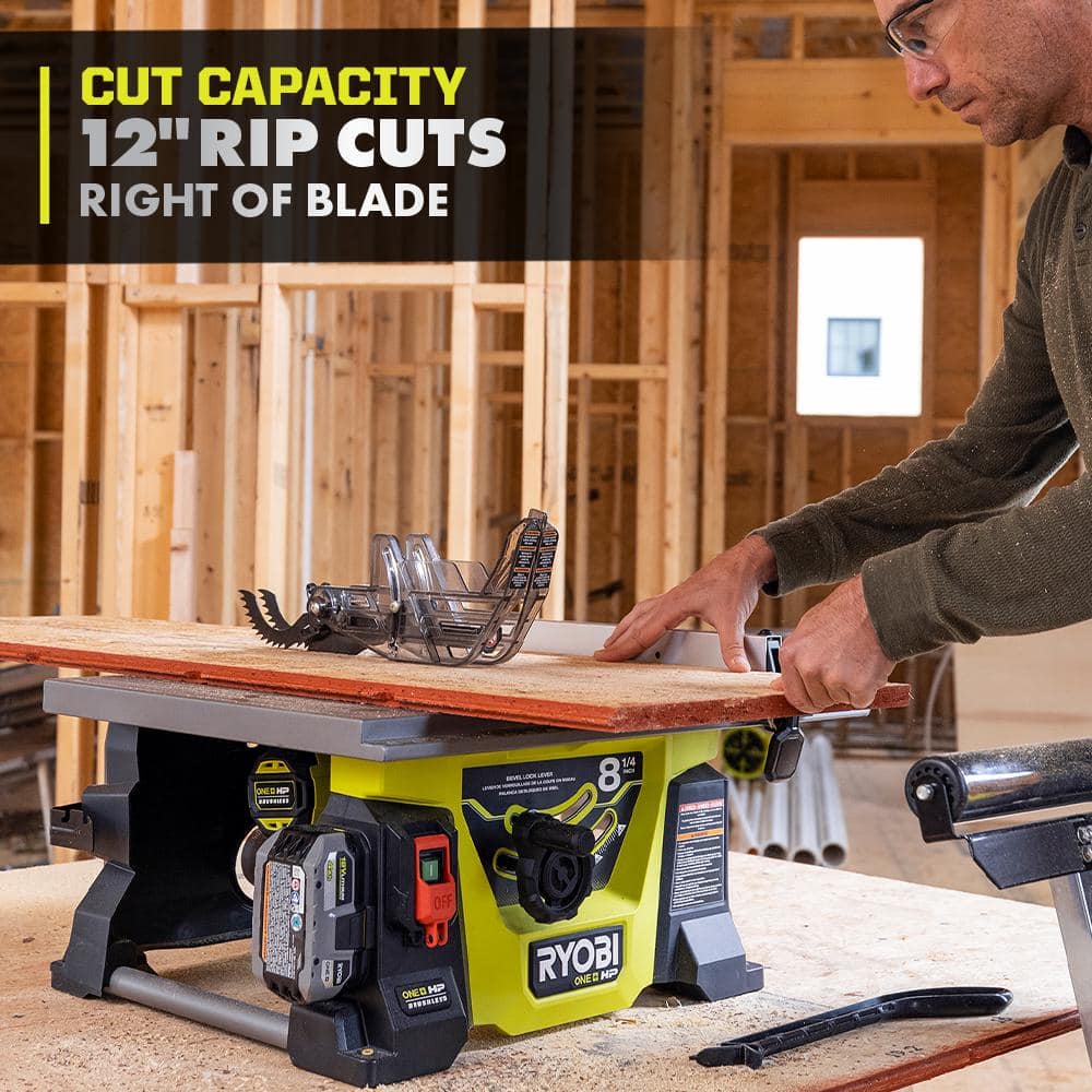 RYOBI ONE+ HP 18V Brushless Cordless 8-1/4 in. Compact Portable Jobsite Table Saw Kit with (2) 4.0 Ah Batteries and Charger