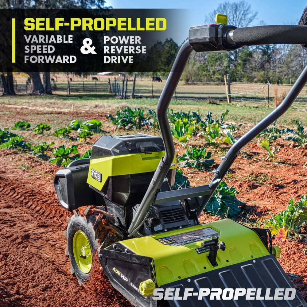 RYOBI 40V HP Brushless 18 in. Battery Powered Rear Tine Tiller (Tool Only)