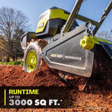 RYOBI 40V HP Brushless 18 in. Battery Powered Rear Tine Tiller with (4) 6.0 Ah Batteries and Charger